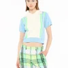 Amalfi Polo Knit Short Sleeve Top-Baby Blue