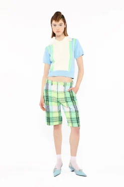 Amalfi Polo Knit Short Sleeve Top-Baby Blue