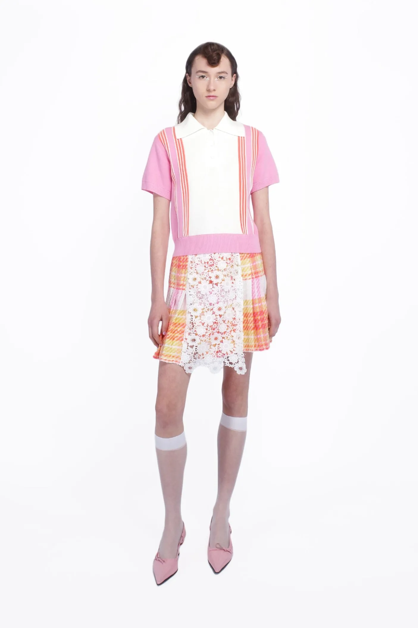 Amalfi Polo Knit Short Sleeve Top-Pink