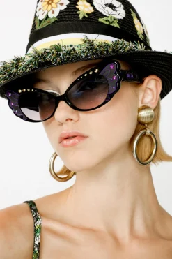 Anna Sui Pearl Wing Sunglasses- Black