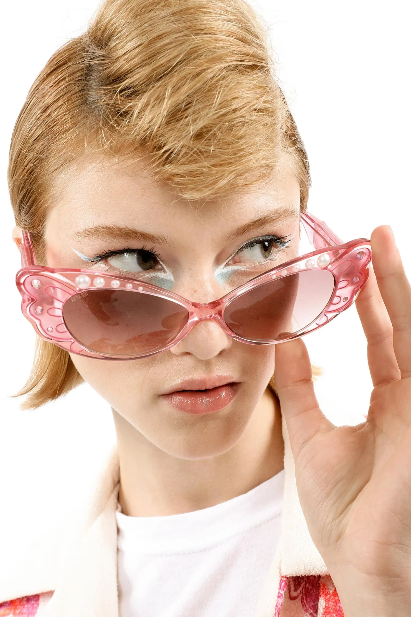 Anna Sui Pearl Wing Sunglasses- Pink