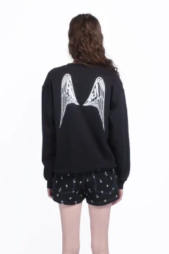 Anna Sui Wings Crew Neck Sweatshirt-Black