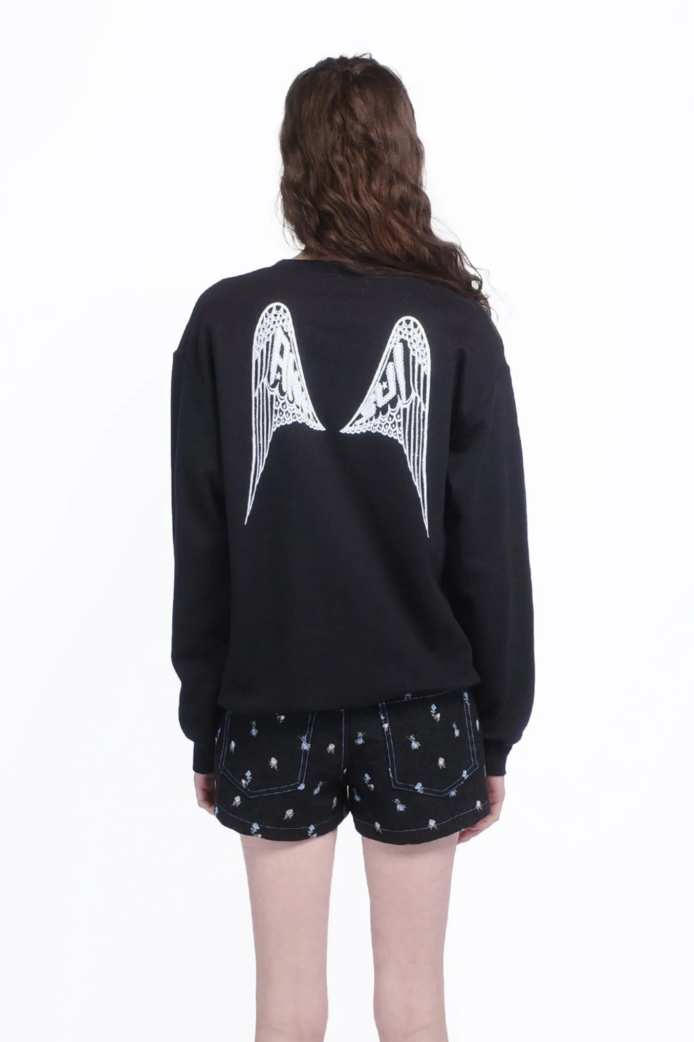 Anna Sui Wings Crew Neck Sweatshirt-Black