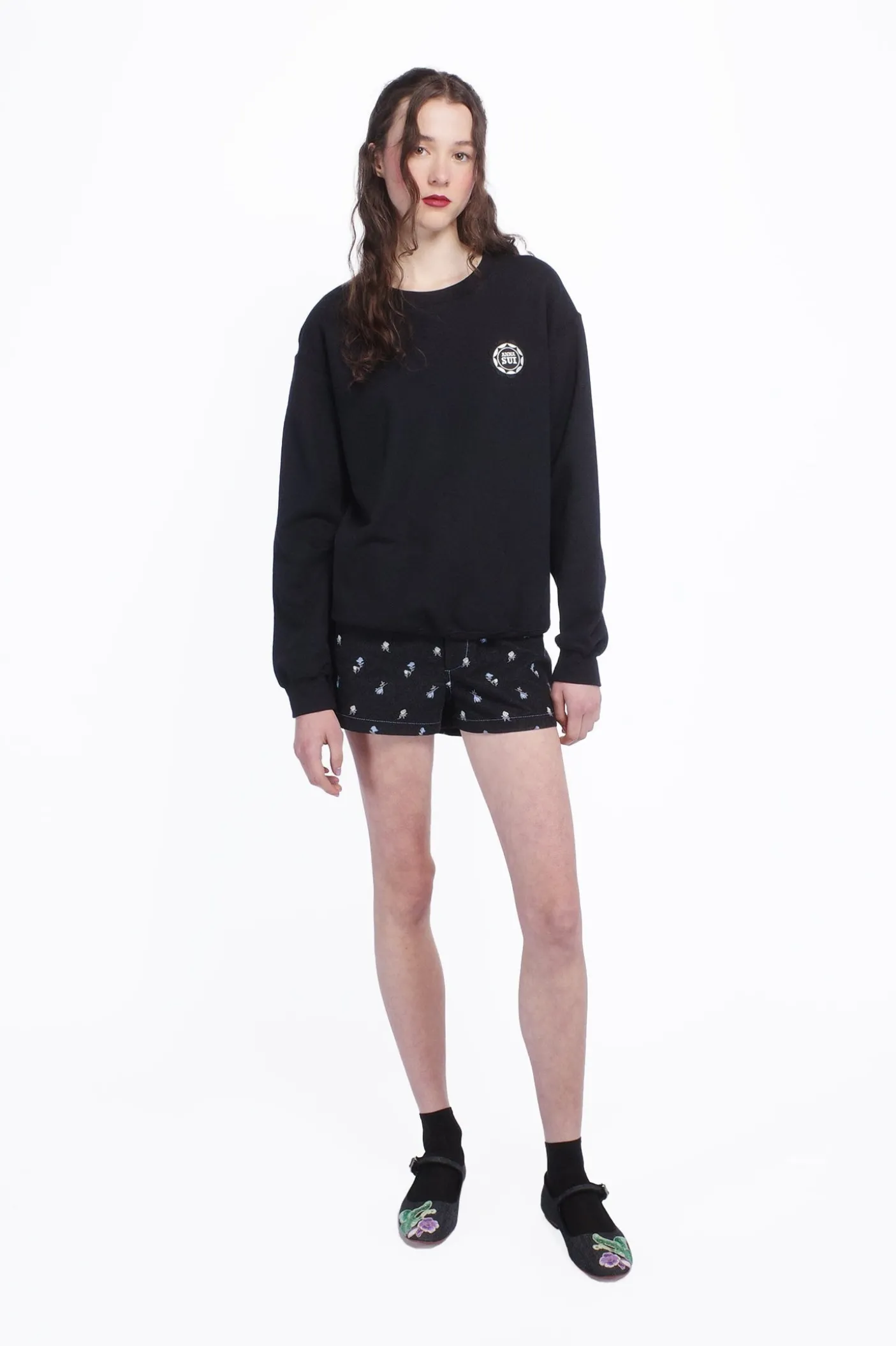 Anna Sui Wings Crew Neck Sweatshirt-Black