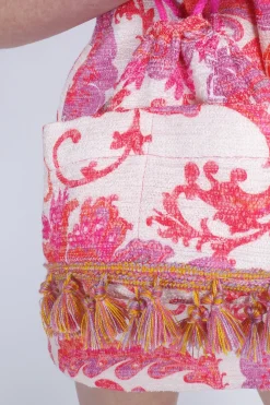 Arabesque Linen Tassel Crossbody Bag
