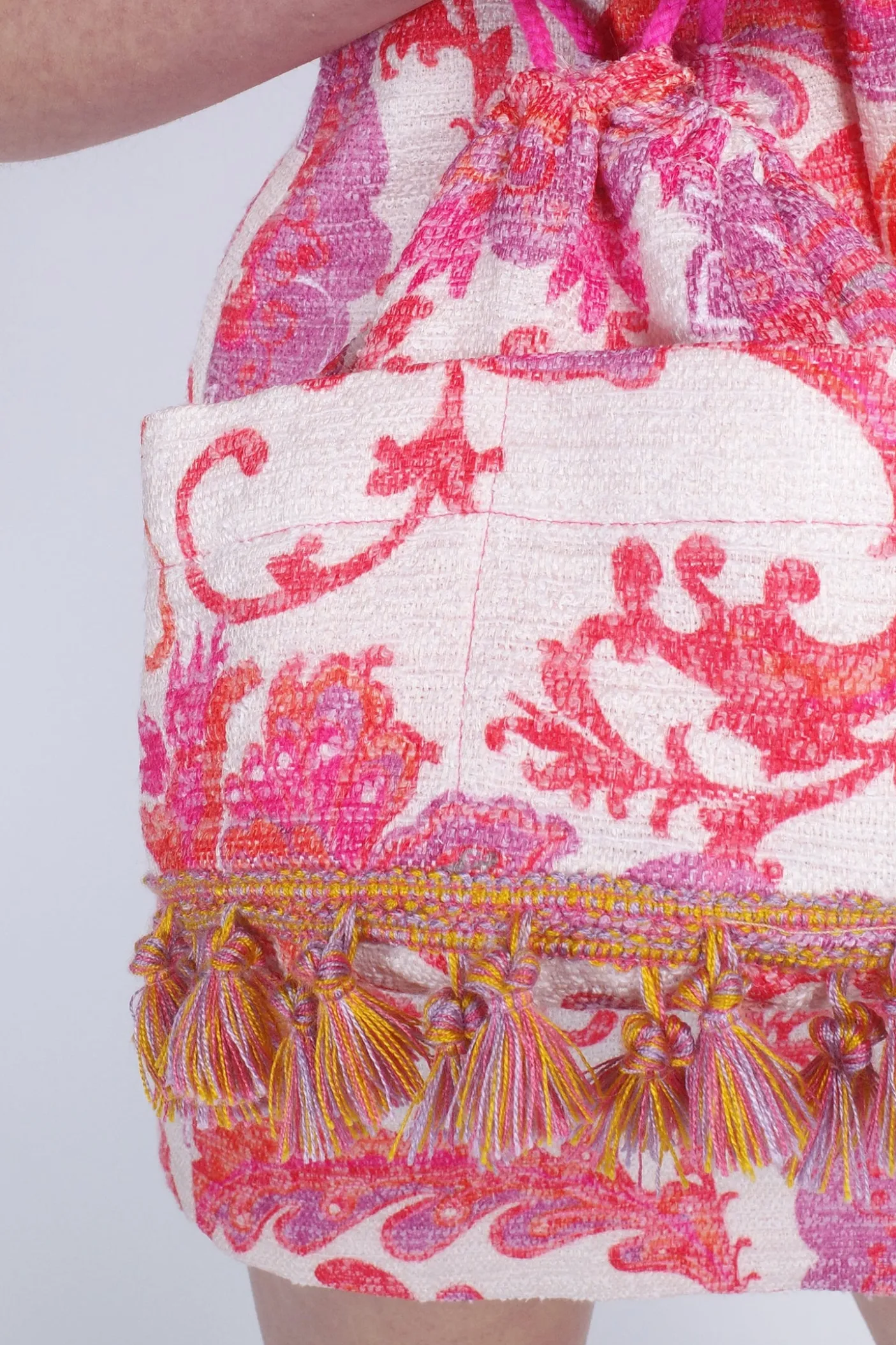 Arabesque Linen Tassel Crossbody Bag