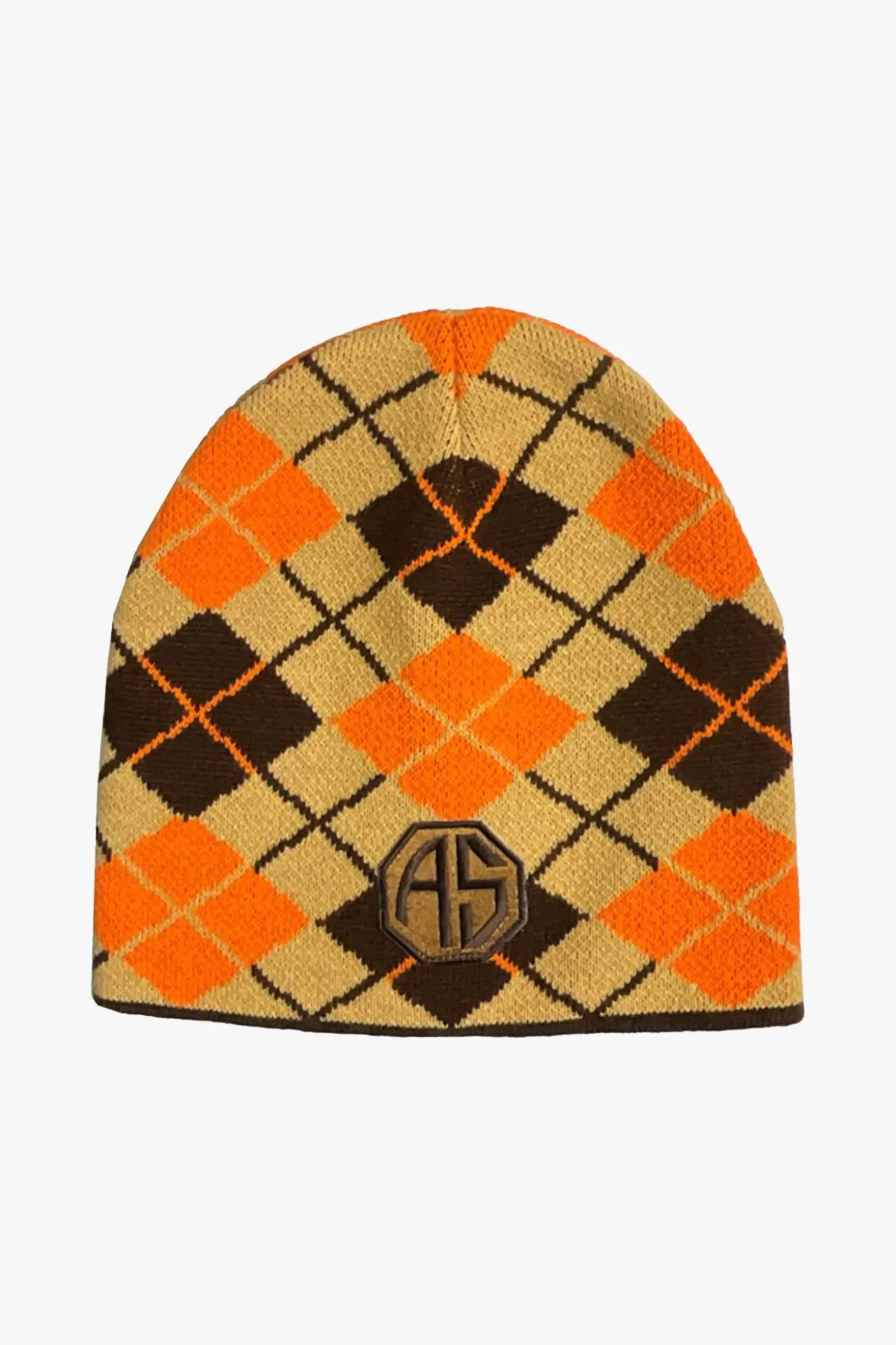 Argyle Beanie with Patch Marmalade