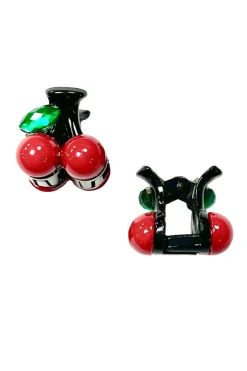 Baby Cherry Jaw Clip Pair Red Black