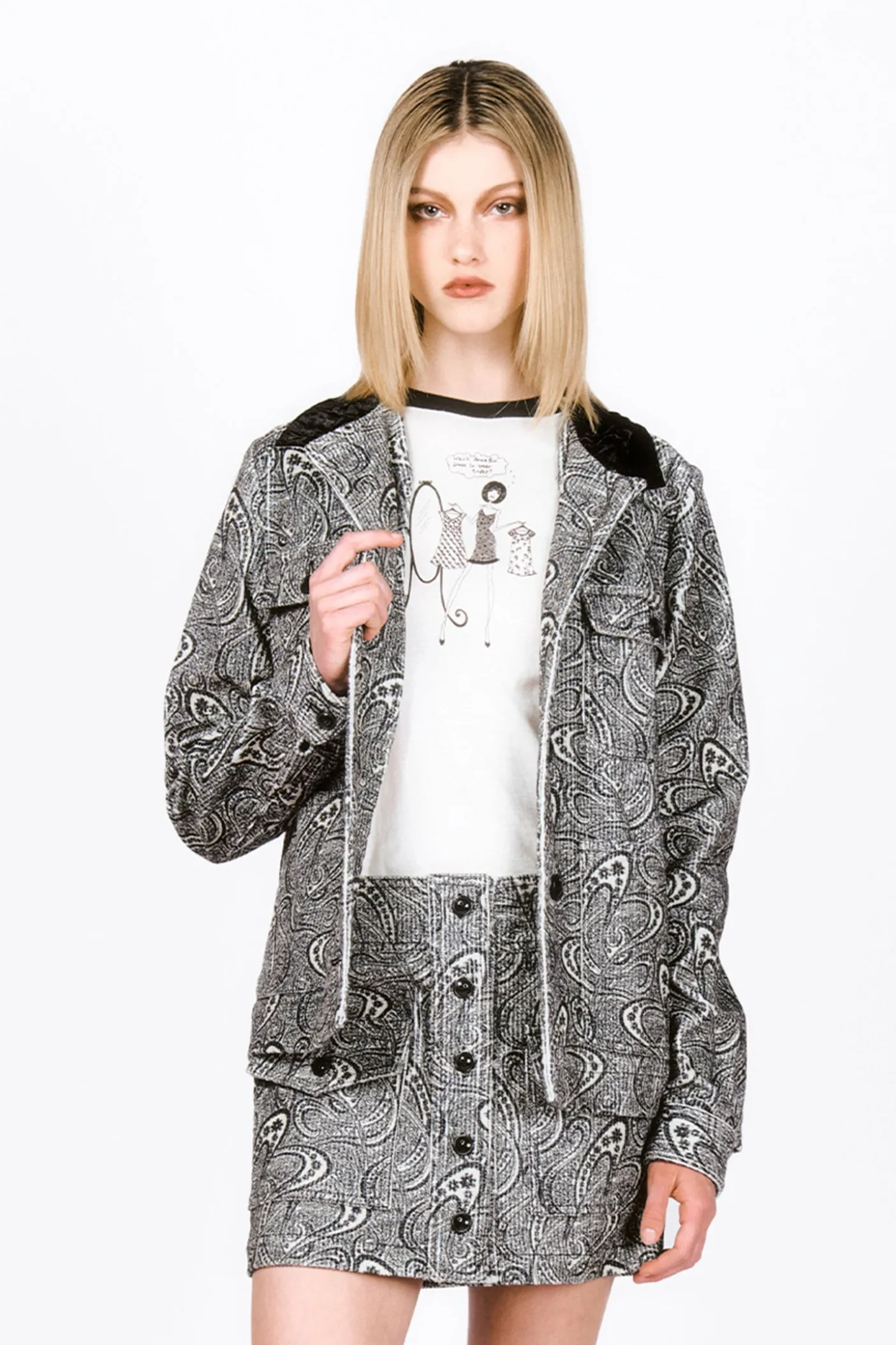 Beardsley Paisley Corduroy Velvet Collar Barn Jacket