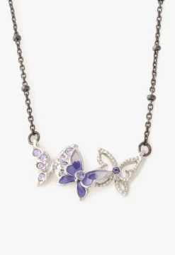 Bejeweled Butterfly Necklace - Violet Gunmetal