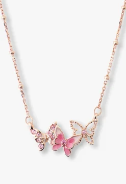 Bejeweled Butterfly Necklace - Pink Rose Gold