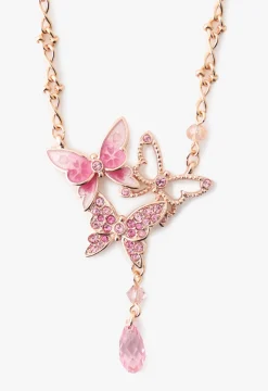 Bejeweled Butterfly Princess Necklace - Pink Rose Gold