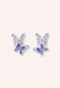 Bejeweled Butterfly Stud Earrings - Violet