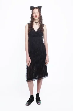 Black Combo Sleeveless Lace Dress