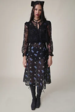 Black Lace Combo Bed Jacket