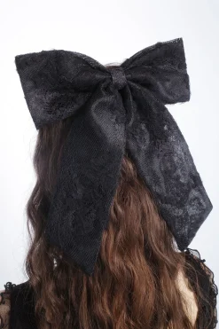 Black Lace Combo Bow Hair Clip
