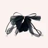 Black Mesh Bow Flower Embellished Scrunchie