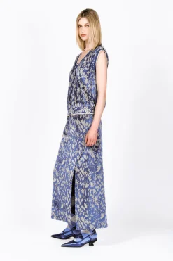 Bluebell Velour Maxi Skirt with Slit