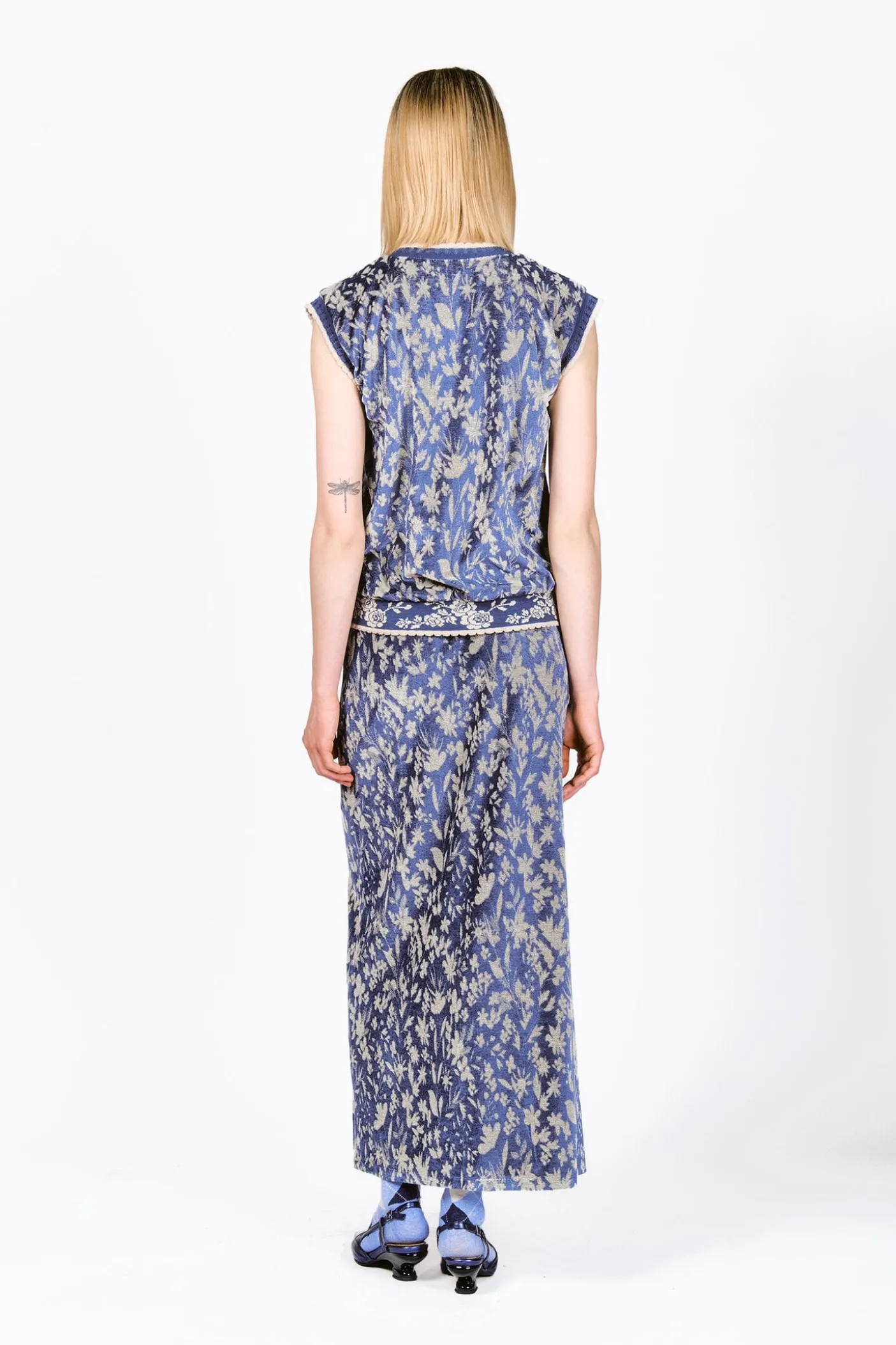 Bluebell Velour Maxi Skirt with Slit