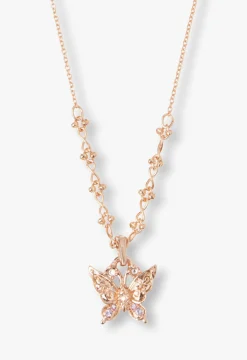 Butterfly & Rose Necklace Duo - Rose Gold
