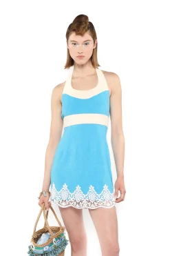 Cabana Terry Halter Lace Dress