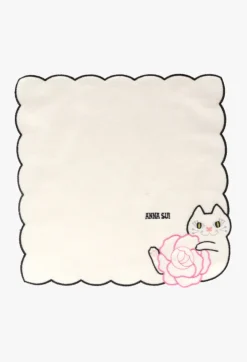 Cat Embroidery Rose Washcloth