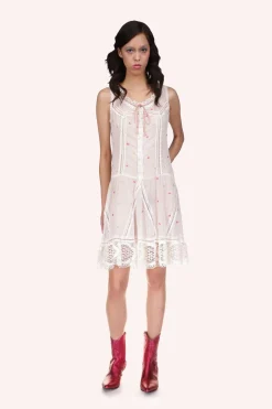 Cluny Lace Trimmed Floral Swiss Dot Slip Dress