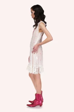 Cluny Lace Trimmed Floral Swiss Dot Slip Dress