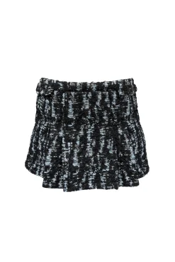 Cornflower Tweed Pleated Mini Skirt