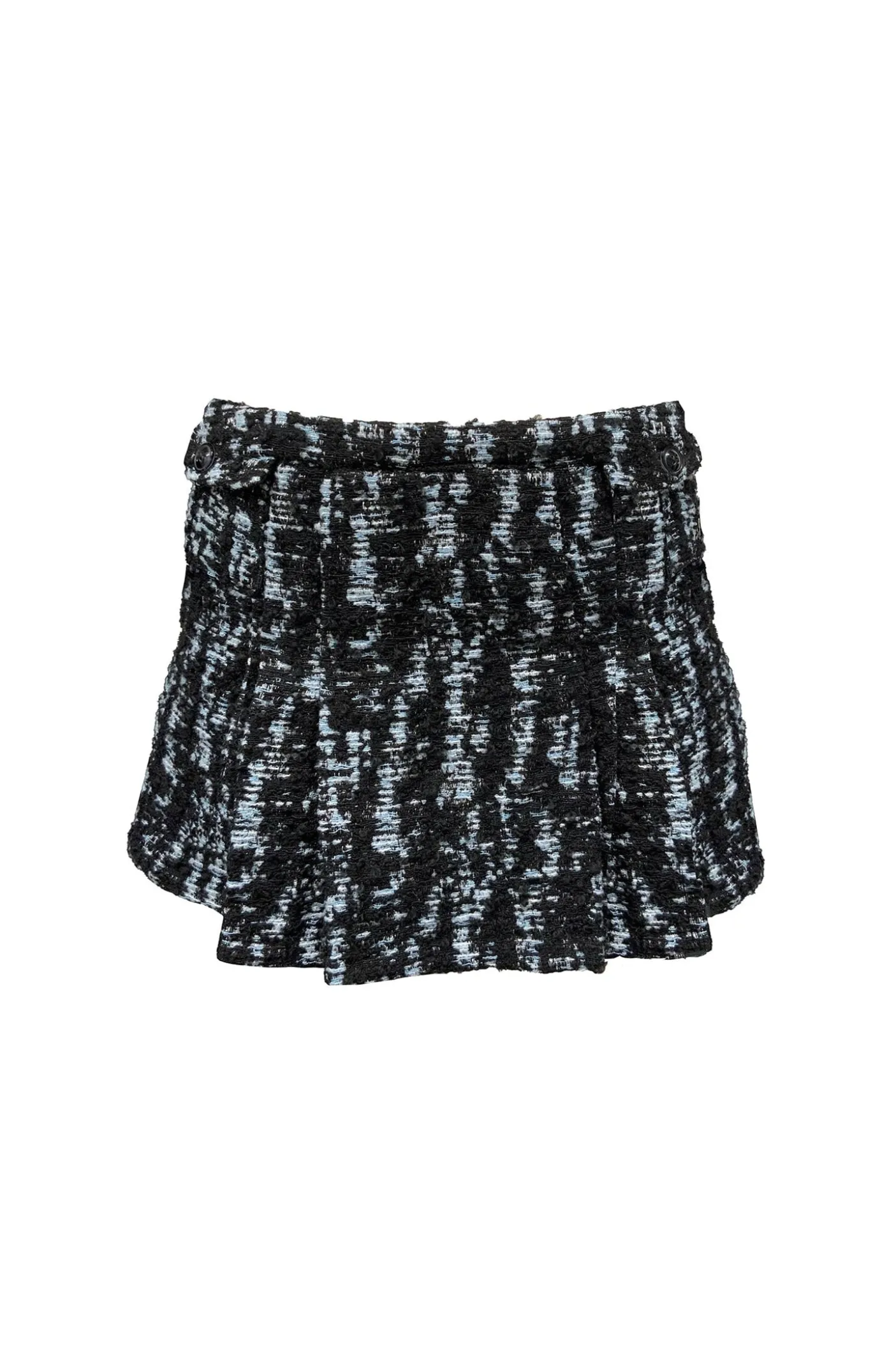 Cornflower Tweed Pleated Mini Skirt