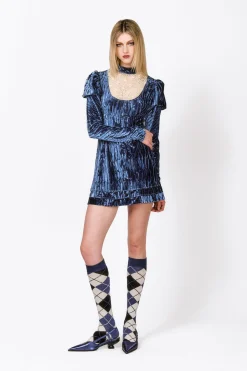 Crushed Velvet Cream Lace Mini Dress