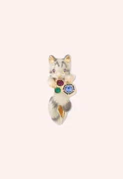 Curled & Cozy Cat Ring - Grey Multi