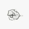 Cutout Crystal Embroidered Rose Side Barrette-White