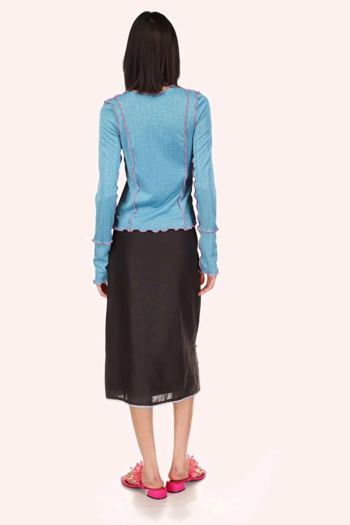 3-D Pansy Embroidered on Linen Skirt