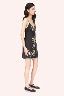3-D Pansy Embroidered on Linen Dress