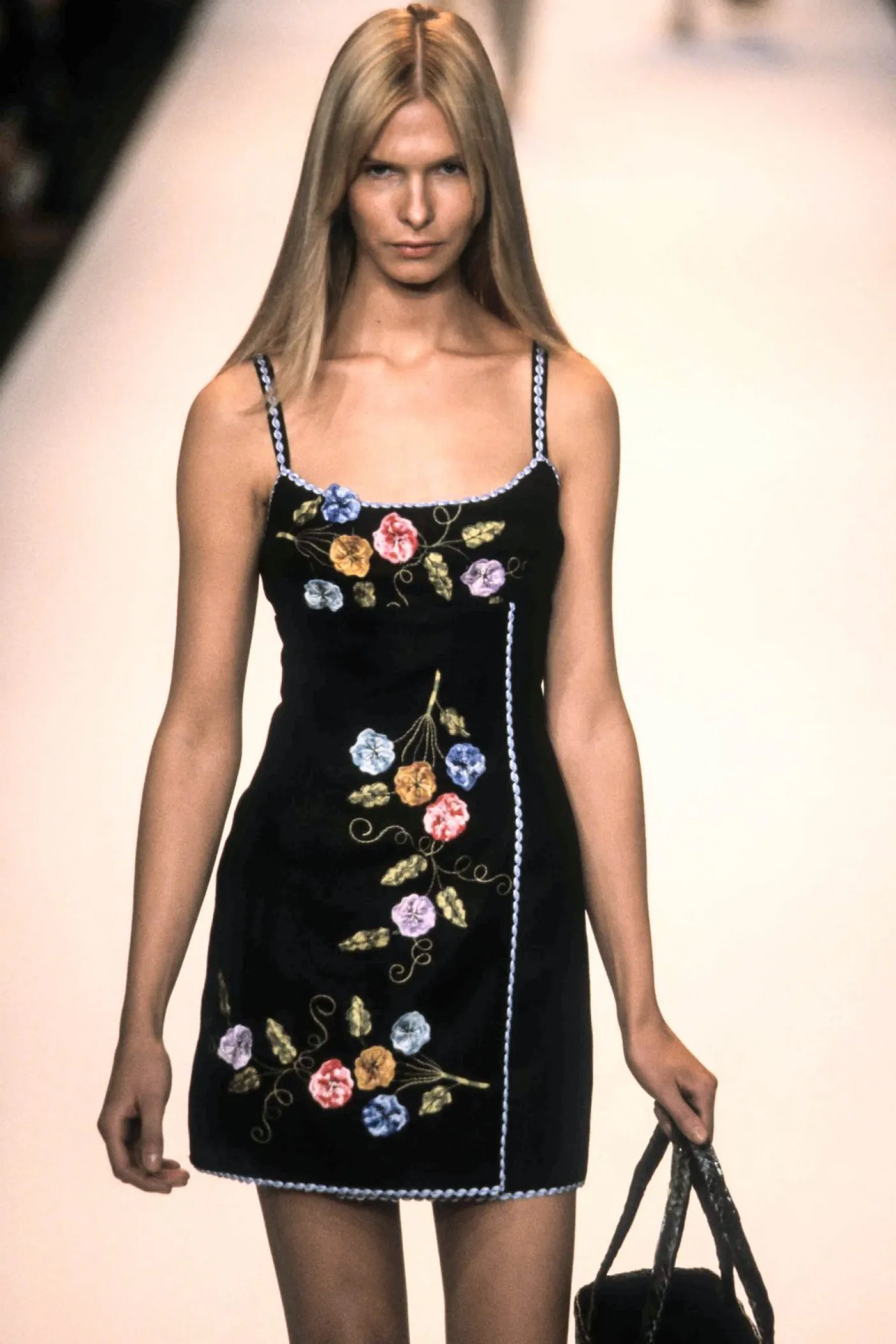 3-D Pansy Embroidered on Linen Dress