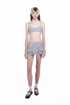 Daisy Embroidery on Gingham Bikini Set