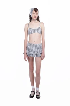 Daisy Embroidery on Gingham Bikini Set