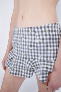 Daisy Embroidery on Gingham Bikini Set