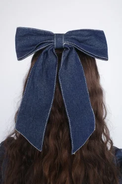 Denim Bow Hair Clip