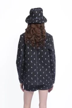 Denim Embroidered Roses Barn Jacket