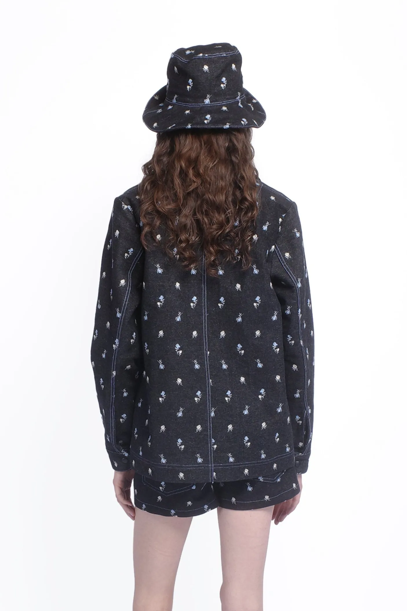 Denim Embroidered Roses Barn Jacket