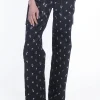 Denim Embroidered Roses Cargo Pants