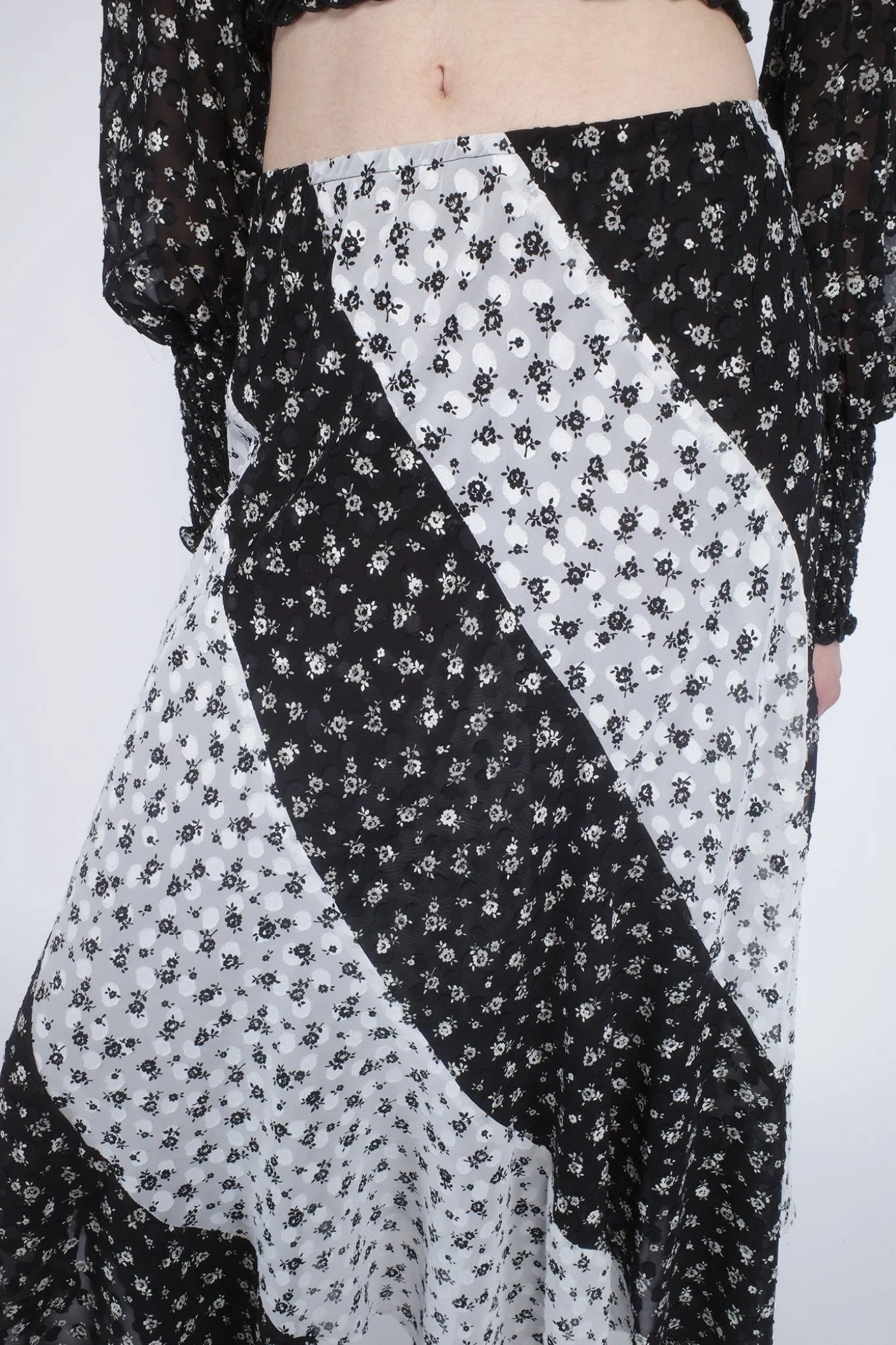 Ditsy Dot Chiffon Contrast Flowy Skirt