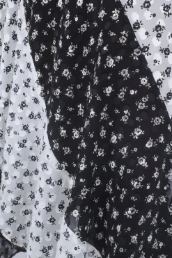 Ditsy Dot Chiffon Contrast Flowy Skirt
