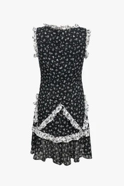 Ditsy Dot Chiffon Ruffle Dress