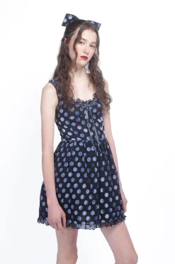 Dot Chiffon Ruffle Mini Dress