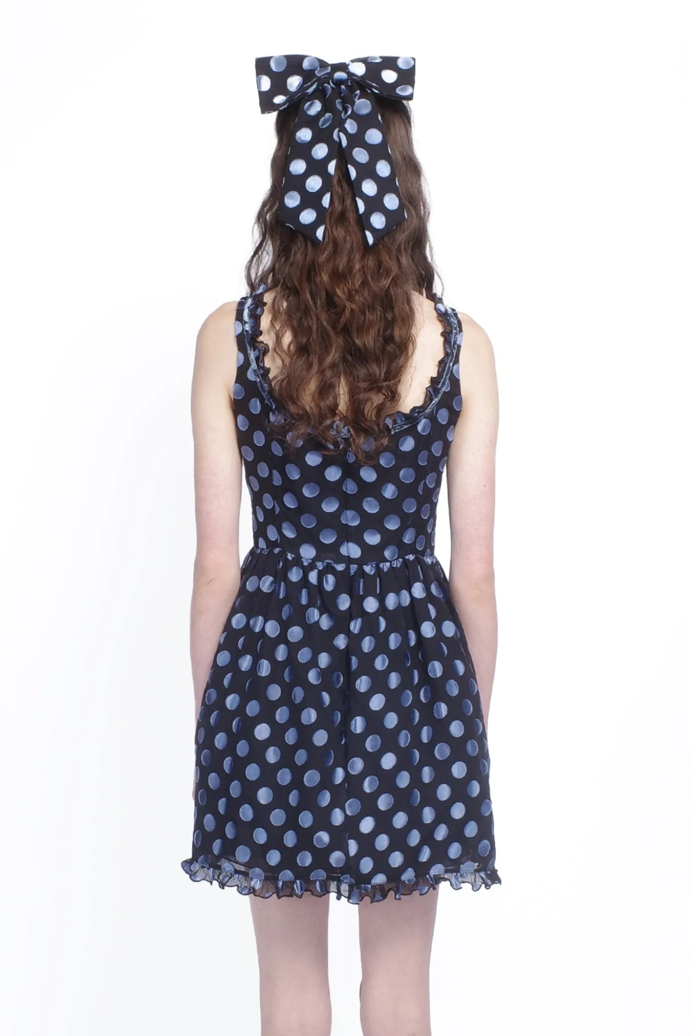 Dot Chiffon Ruffle Mini Dress