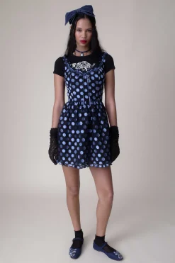 Dot Chiffon Ruffle Mini Dress