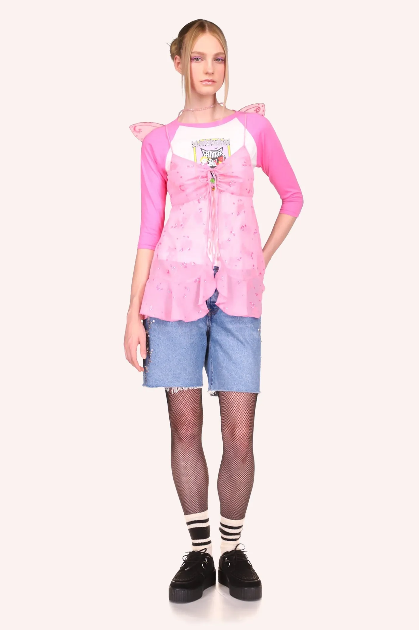 Embroidered Denim Shorts